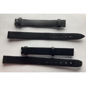 Two 10mm Black‎ Leather Watch bands Made In Switzerland  No Buckles